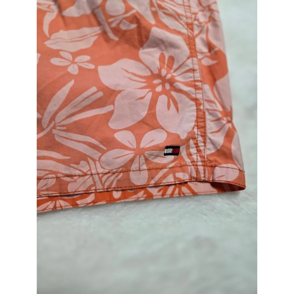 Tommy Hilfiger Mens XXL‎ Orange Floral Hibiscus Swim Trunks Lined Board Shorts